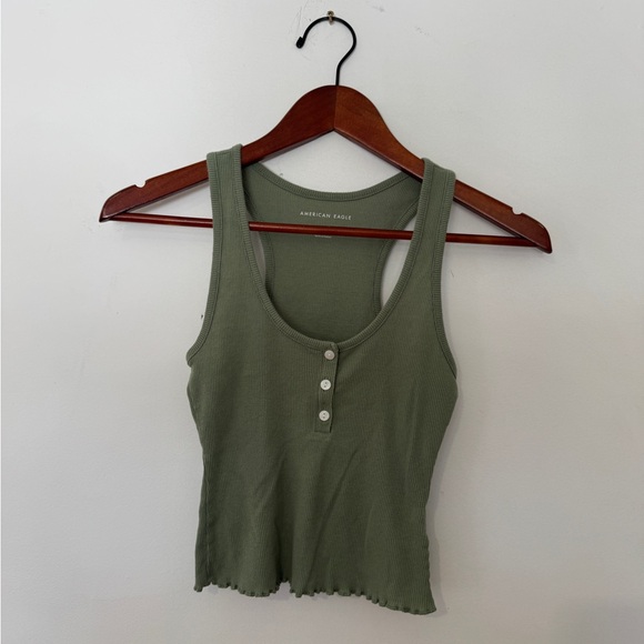 American Eagle Outfitters Tops - American Eagle Outfitters | Olive Green | Ribbed Henley Tank Top | S